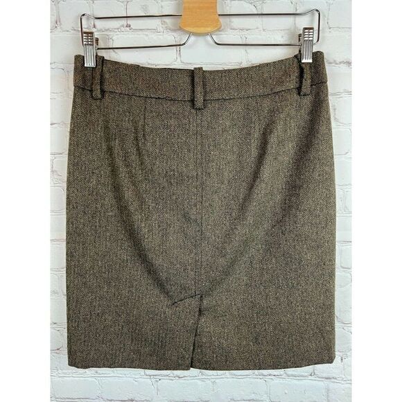 TRINA TURK wool blend herringbone black beige brown lined elegant skirt size 2 - Picture 4 of 8